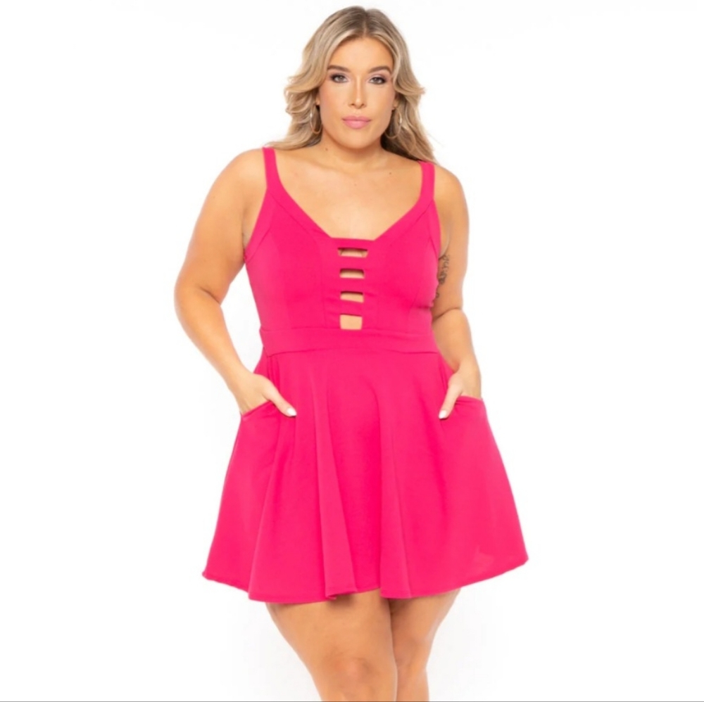 Caged fit n flare dress